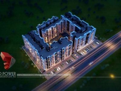 bhavnagar-3d-rendering-visualization-3d-Visualization-apartment-buildings-birds-eye-view-night-view-3d-studio-rendering